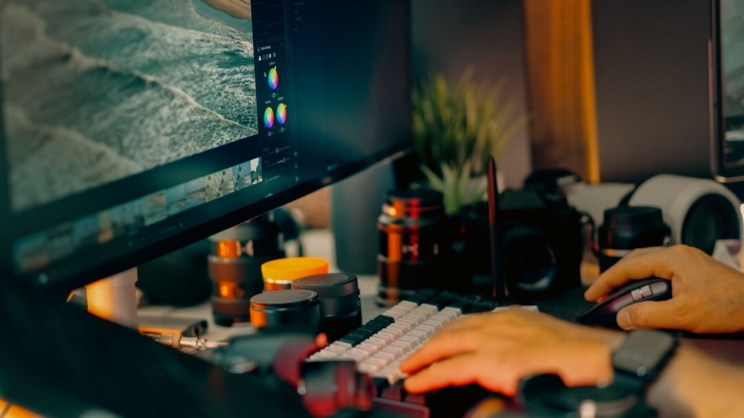 video editor at computer