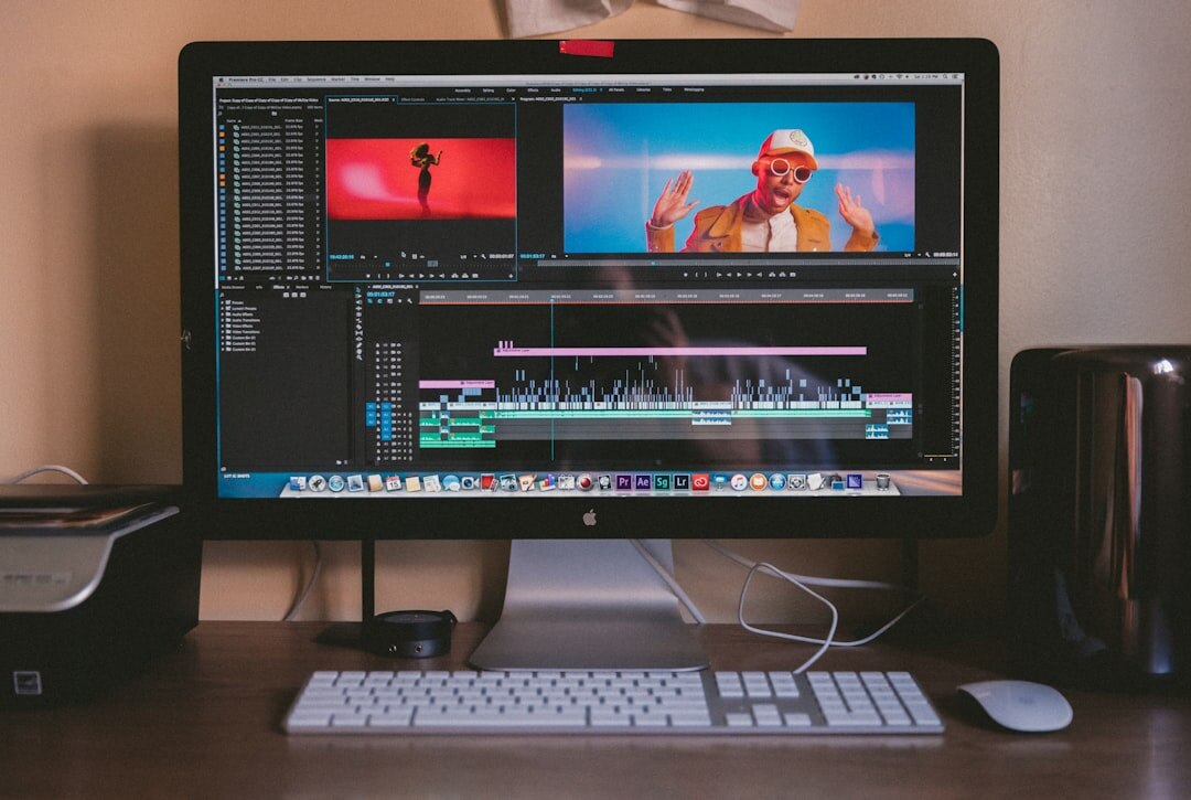 film editor at computer